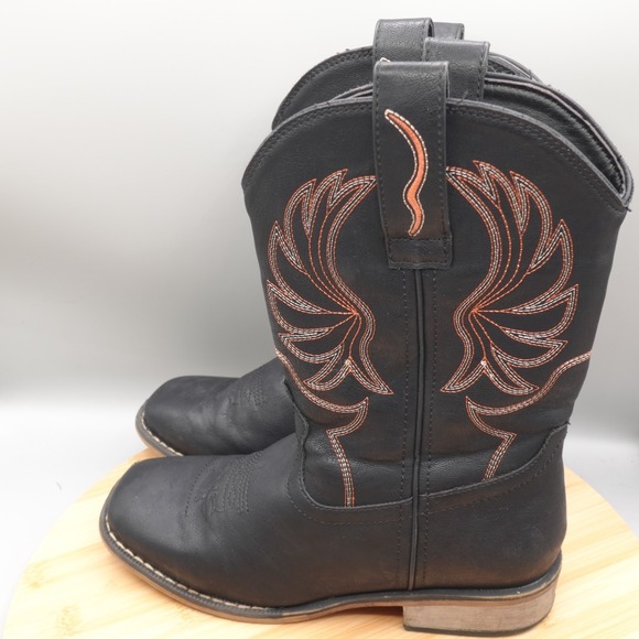 Rollda Boot Children Boys Size 5BK Black Cowboy‎ Work Chore Rodeo Embroidered - Picture 1 of 10